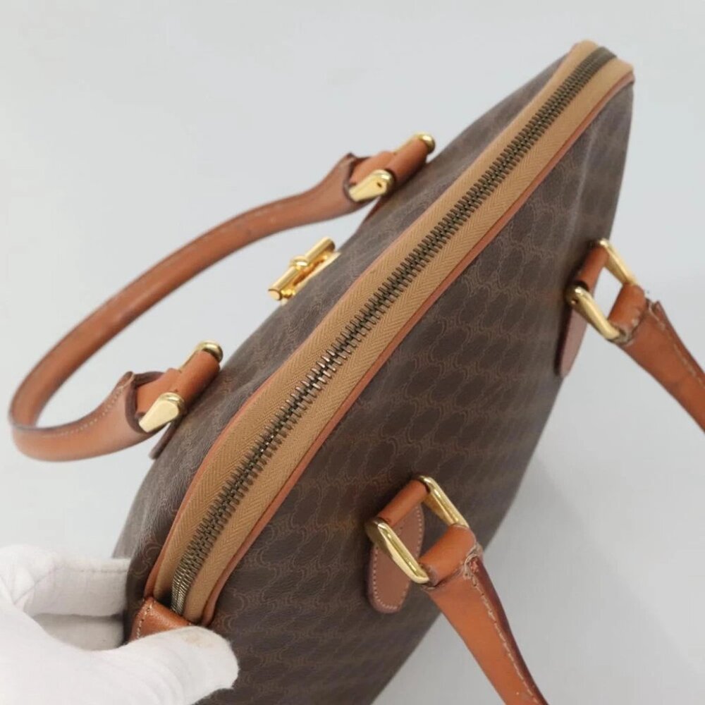 CELINE Macadam Canvas Hand Bag PVC Leather Brown Gold Auth gh019 - Picture 7 of 14